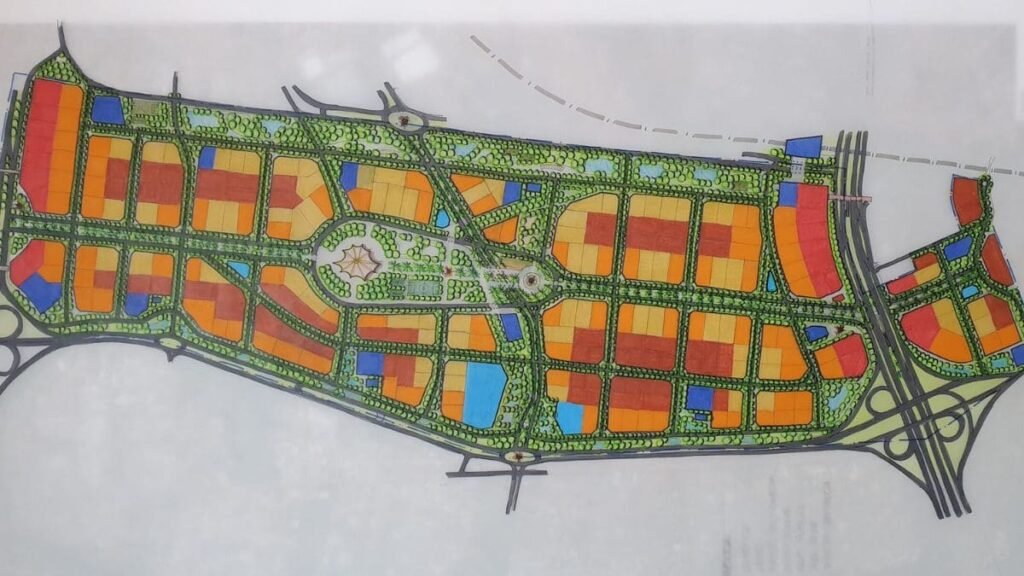 Setor Jóquei Clube: O Novo Bairro Planejado e Polo de Valorização no Distrito Federal 3 Planta colorida ilustrando o mapa de zoneamento e localização do projeto urbanístico no Setor Jóquei Clube